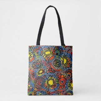 Tote Bag Coraux Ovale Colorés Vivants Art Abstrait Original