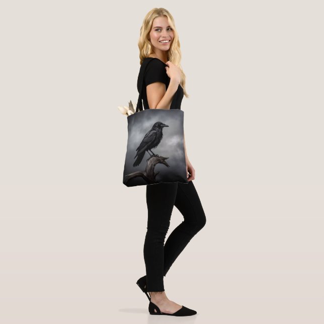 Tote Bag Corbeau d'Halloween (Sur le modèle)