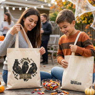 Tote Bag Corbeau drôle juste ici pour les bonbons