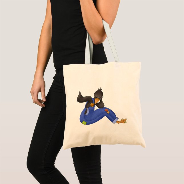 Tote Bag Corbeau en salopette bleue (Créateur téléchargé)