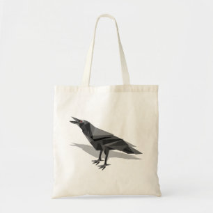 Tote Bag Corbeau Géométrique Cubiste Gris Triangles