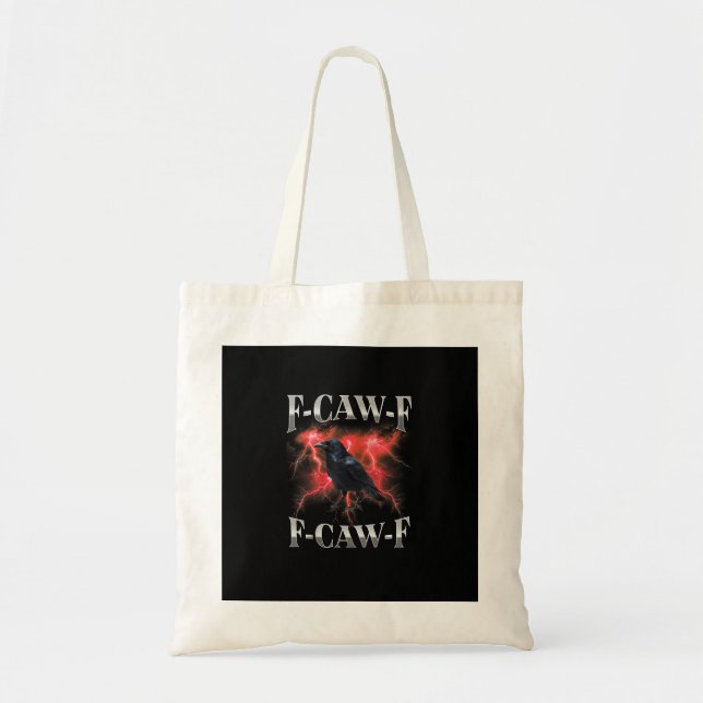 Tote Bag Corbeau gothique F-Caw-F Mème d'oiseau (Devant)