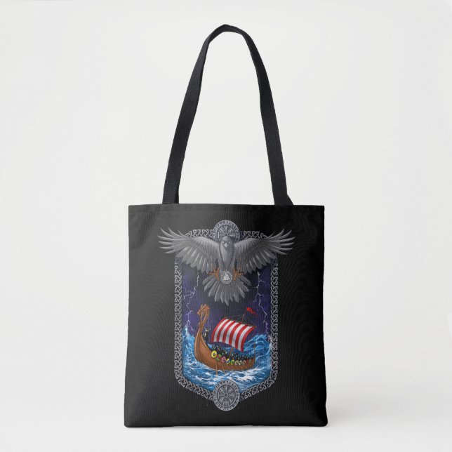 Tote Bag Corbeau nordique Viking (Devant)