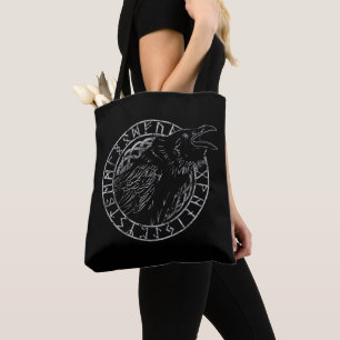 Tote Bag Corbeau Odin Viking Mythologie runes runique