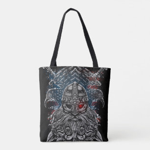 Tote Bag Corbeaux et épées d'Odin Mythologie Viking drapeau