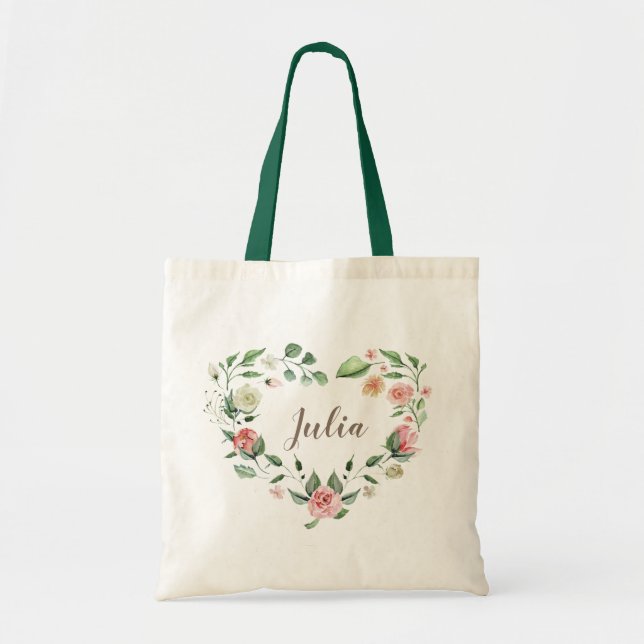 Tote Bag Corbeille fleurie de coeur Bridesmaid Welcome Bag (Devant)