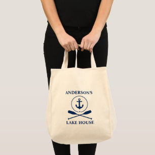 Tote Bag Corde d'ancre de maison de lac nautique Épicerie