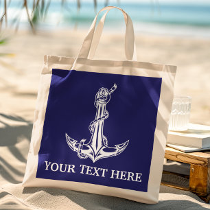 Tote Bag Corde d'Ancre Nautique vintage Votre texte ici
