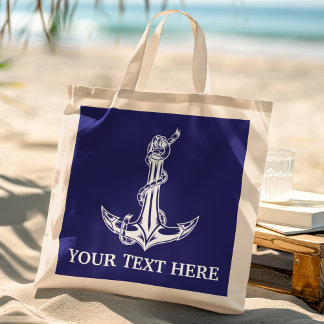 Tote Bag Corde d'Ancre Nautique vintage Votre texte ici