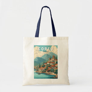 Tote Bag Corfou Grèce Illustration Art de Voyage Vintage