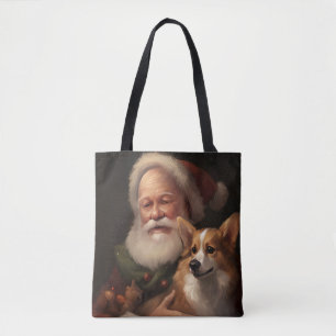 Tote Bag Corgi avec le Père Noël Festif Noël