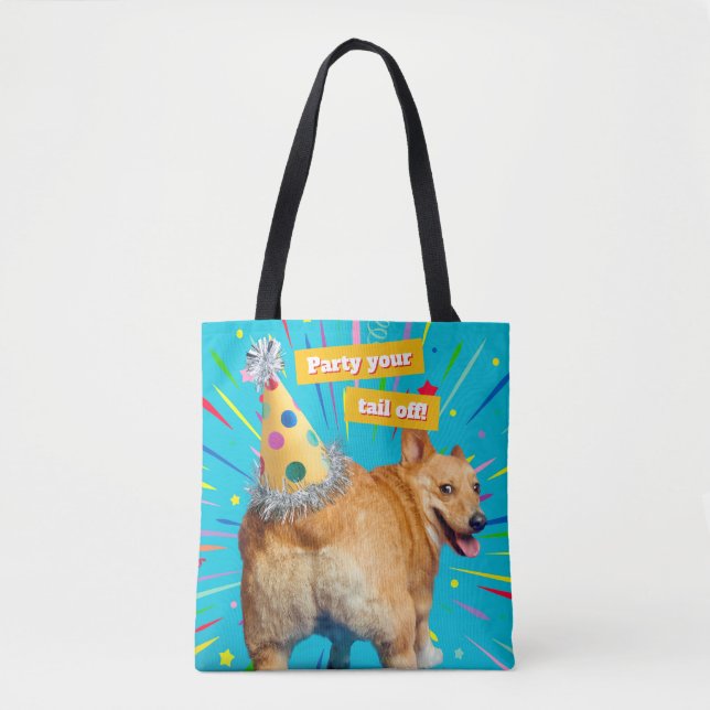 Tote Bag Corgi Butt Birthday Hat (Devant)