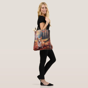 Tote Bag Corgi dans les feuilles d'automne inspire