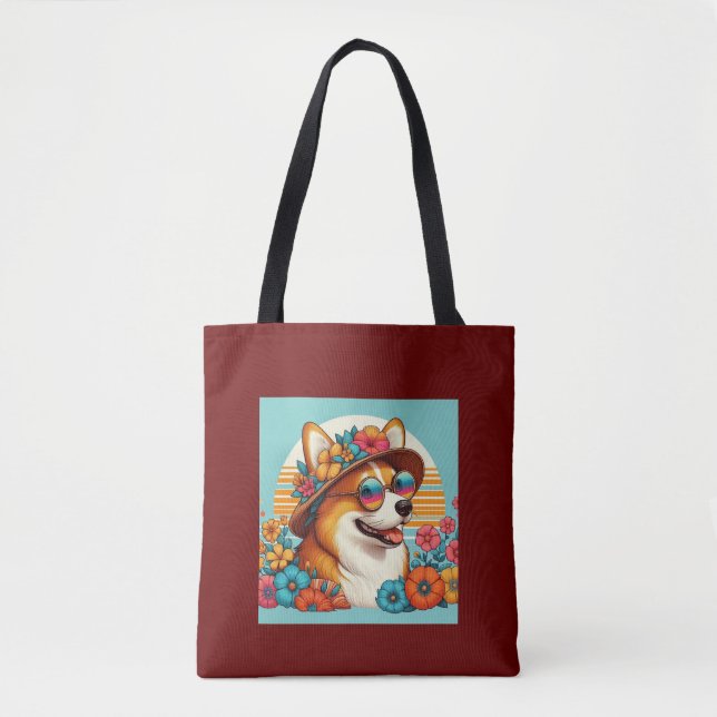 Tote Bag Corgi de fleurs (Devant)