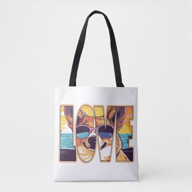 Tote Bag Corgi Dog Love (Devant)