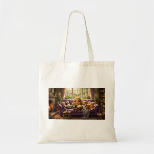 Tote Bag Corgi et chat fainéant