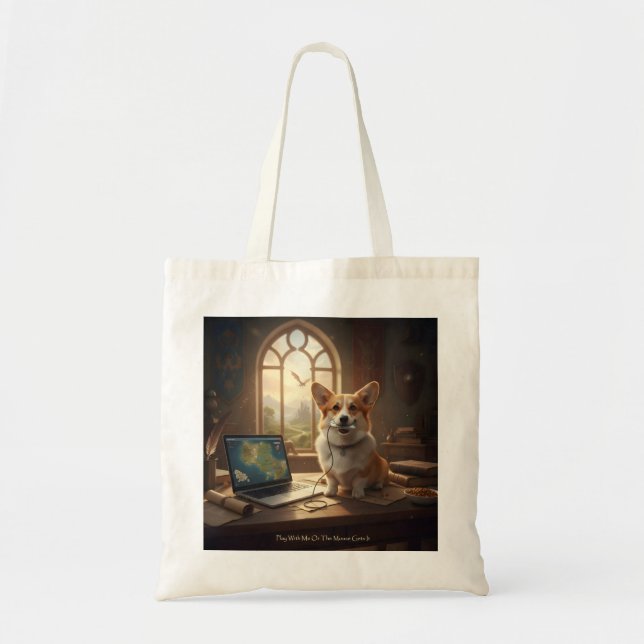 Tote Bag Corgi et souris (Devant)
