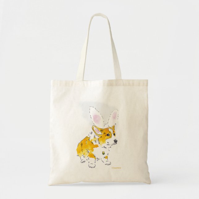 Tote Bag Corgi Fourre-tout de lapin de Pâques (Devant)