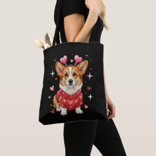 Tote Bag Corgi Mignon Cœur Saint Valentin
