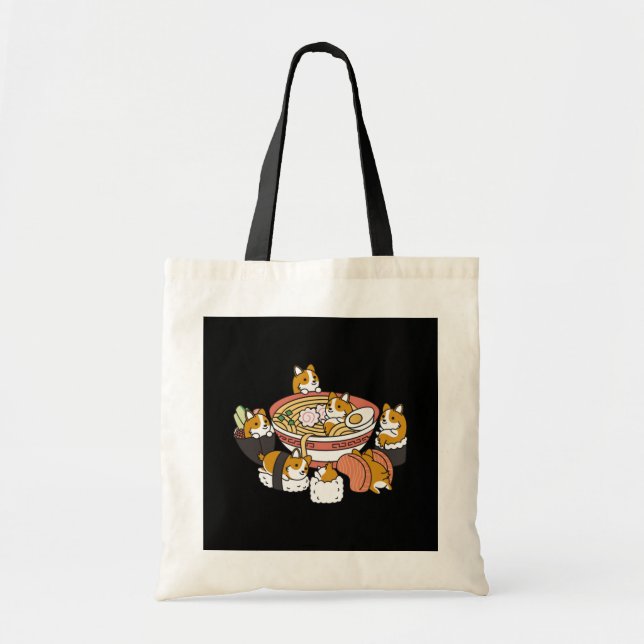 Tote Bag Corgi Ramen Sushi (Devant)