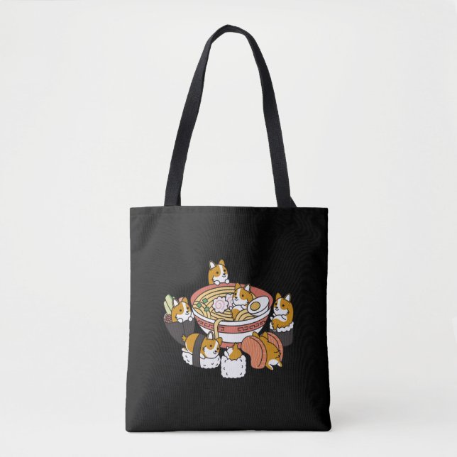 Tote Bag Corgi Ramen Sushi (Devant)
