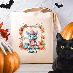 Tote Bag Correctif Halloween Éffrayant Cute Fox Citrouille