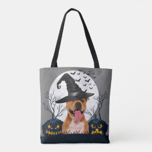 Tote Bag Correction de citrouille de Halloween de pitbull