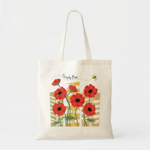 Tote Bag Correction rouge de pavot avec l'abeille