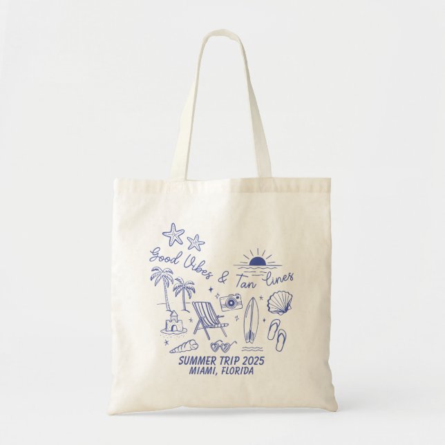 Tote Bag Correspondance de groupe de voyage d'été de plage  (Devant)