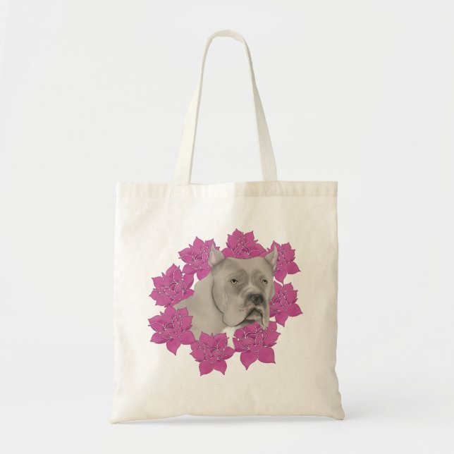 Tote Bag Corso de canne aux fleurs roses (Devant)