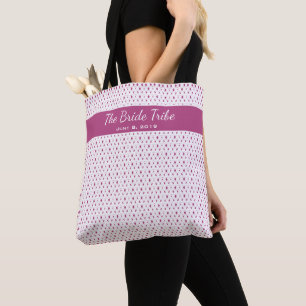Tote Bag Cortège de mariage personnalisé blanc et fuchsia i