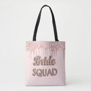 Tote Bag Cortège de mariée rose gold rose paillettes enterr