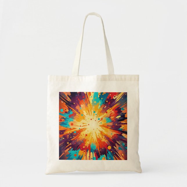 Tote Bag Cosmic Burst Abstract Splatter Art (Devant)