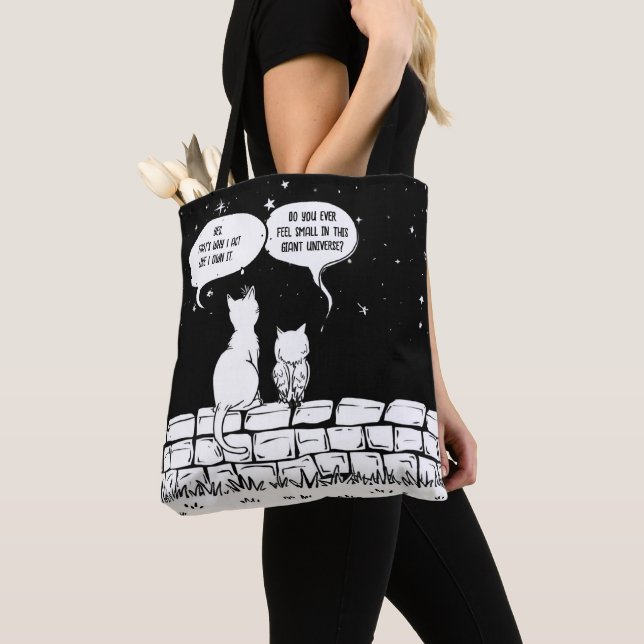 Tote Bag Cosmic Cat Perspective Funny Cat Art (De près)