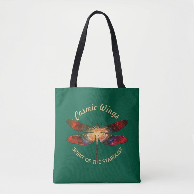Tote Bag Cosmic Dragonfly • Galaxy Wings & Nebula Trails (Devant)