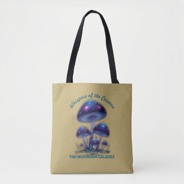 Tote Bag Cosmic Galaxy Mushrooms • Whimsical Fantasy Fungi  (Devant)