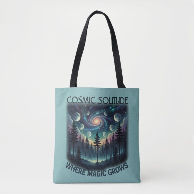 Tote Bag Cosmic Solitude Galaxy Forest • Moon Phases (Devant)