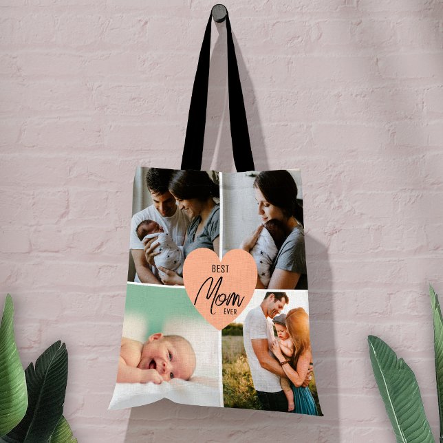Tote Bag Costom Modern Best Mom Ever 4 Collage photo (Créateur téléchargé)
