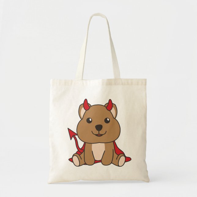 Tote Bag Costume de sorcière déviale Quokka Halloween Fourr (Devant)