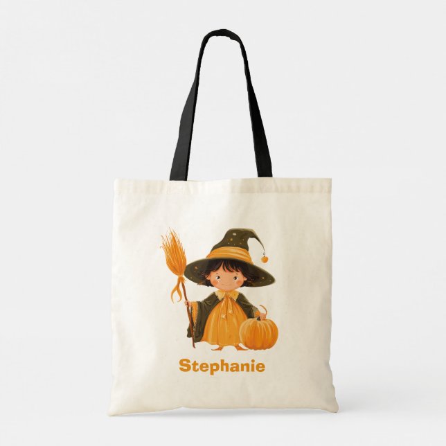 Tote Bag Costume sorcière ou traitement avec nom personnali (Dos)