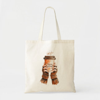 Tote Bag Cosy Watercolor Girl Hands Holding Coffee Cup