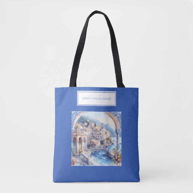 Tote Bag Côte d'Amalfi Carreaux bleus Italie (Devant)