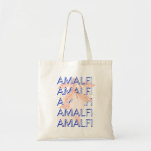 Tote Bag Côte d'Amalfi, Italie Travel Art, Preppy, Orange