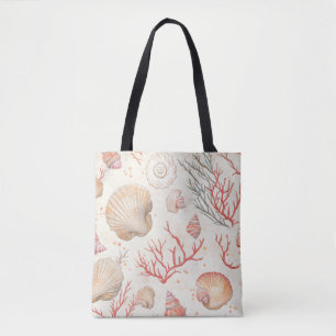 Tote Bag Côtière rustique - Coquillages, Starfish, Reef (16