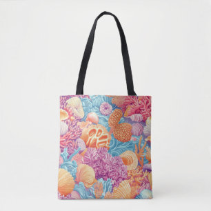 Tote Bag Côtière rustique - Coquillages, Starfish, Reef (20