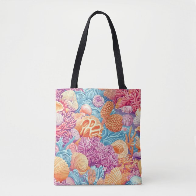 Tote Bag Côtière rustique - Coquillages, Starfish, Reef (20 (Devant)