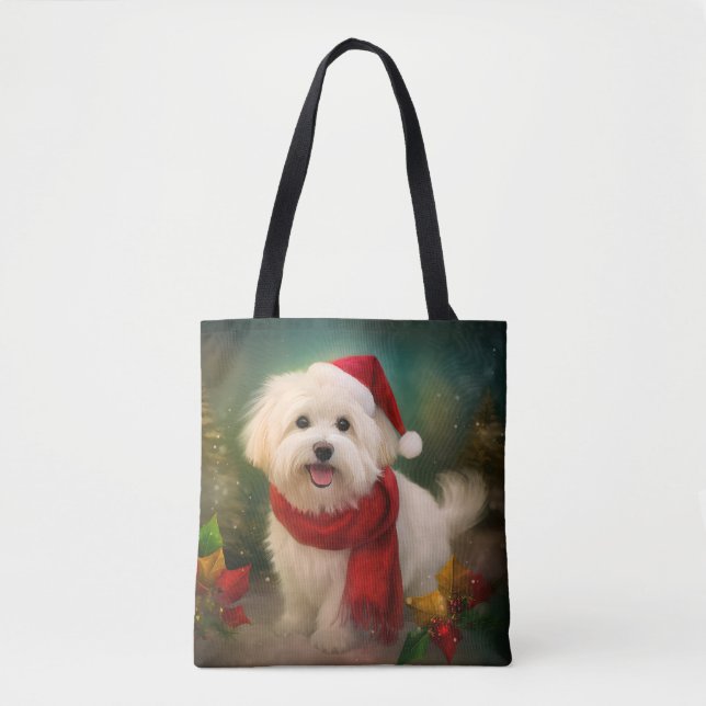 Tote Bag Coton De Tulear Chien dans la neige Noël (Devant)