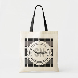 Tote Bag Cottage de Noël moderne Monogramme Bibliothèque Pl