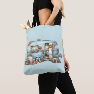 Tote Bag Cottagecore Camper Vintage Floral Accents Boho