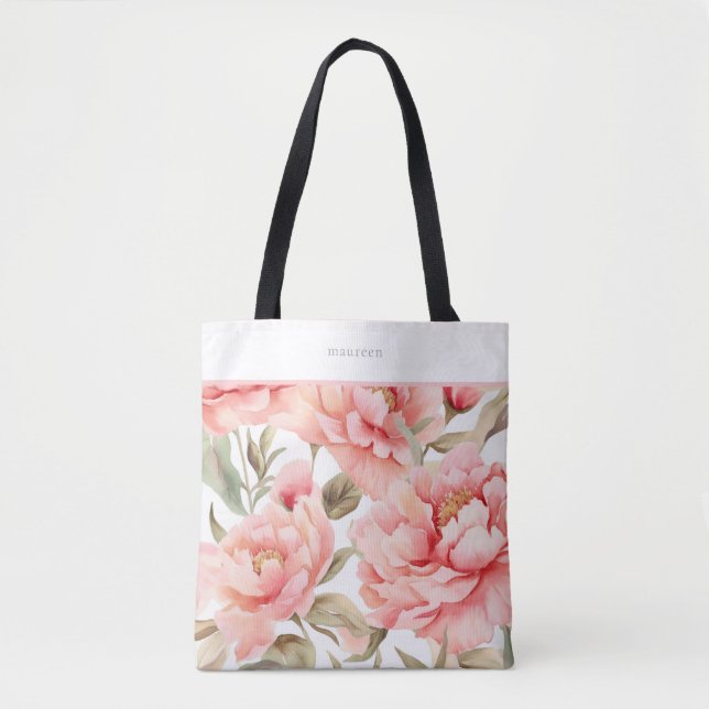 Tote Bag Cottagecore moderne Peony (Devant)